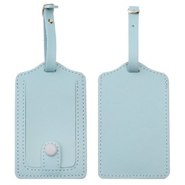 Kevancho 2 Pack Leather Luggage Tags for Men Women Suitcase Tags Luggage Tote Bag ID Tags with Full Back Privacy Screen for Carnival Travel Accessories (Sky Blue)