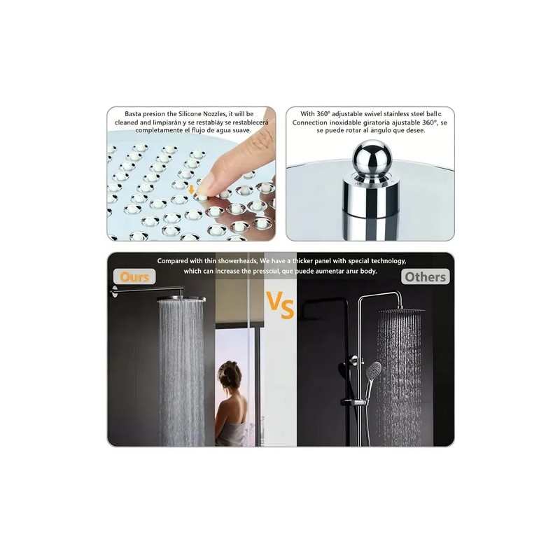 Regadera Redonda de Ducha para Baño Cromada, 15 cm de