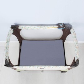 Travel Cot Sheets 95x65cm Fitted, 4 Pack Ultra Soft & Breathable Travel Cot Mattress Sheets, Baby Bedside Crib Sheets, Grey & White