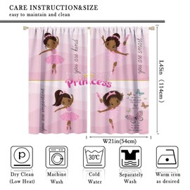 Cortinas afroamericanas para niños, cortinas afroamericanas para ventana, para recámara, lindas bailarinas, 2 paneles de 42 x 45 pulgadas