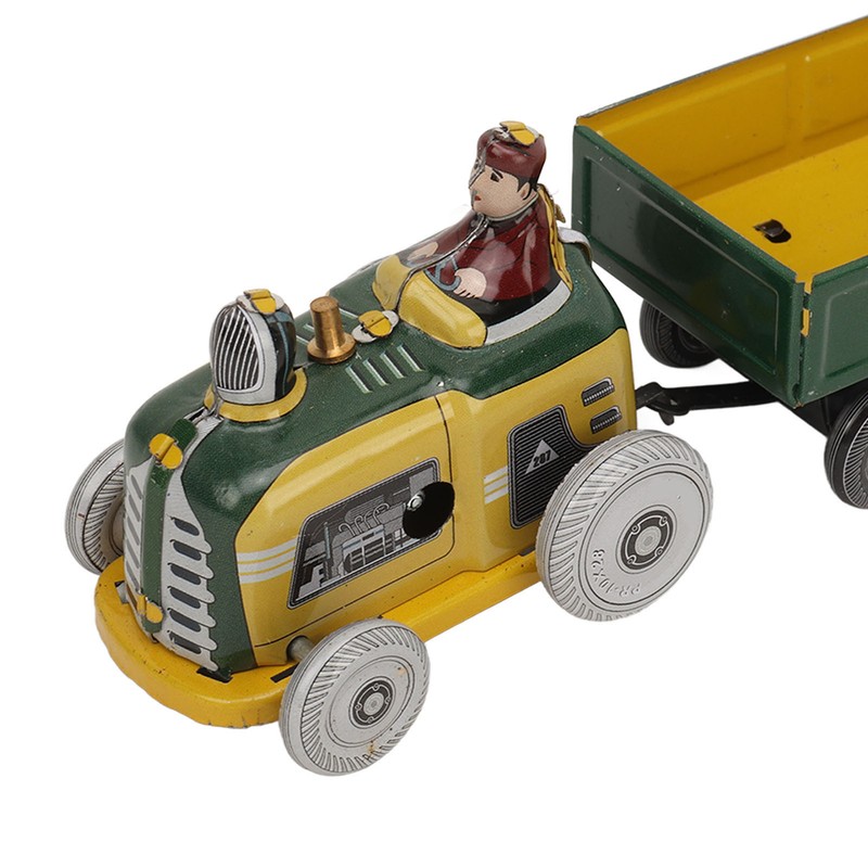 Wind Up Metal Walking Toy Tinplate Tractor Nostalgic Handmade Delicate