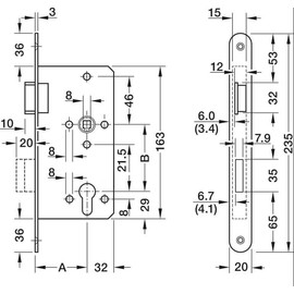 JUVA Mortise Lock Room Door Mortise Lock 72 mm with Whisper Trap - H10402 | PZ - Cylinder | Room Door Lock for DIN-Length Doors | Made in Germany | 1 Piece - Door Lock Silver for Cylinder