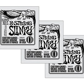 Ernie Ball 2625 Nickel Wound 8 String Slinky Guitar Strings Set (10-74) - 3 PACK