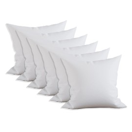 Elegant Comfort 6-Pack Pillow Insert Poly-Cotton Shell Siliconized Fiber Filling, 18 x 18, White 6 Count