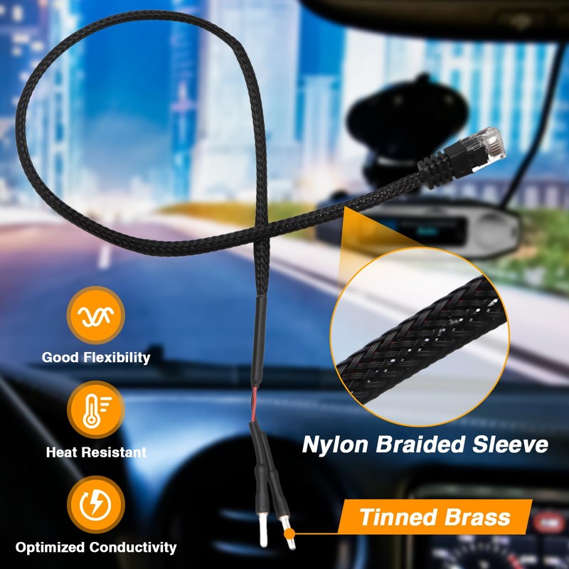 LQYLMY 14.7" RJ11 Radar Detector Mirror Wire Power Cord Hardwire