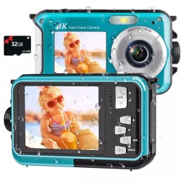 Unbranded 4K Underwater Camera 11FT Waterproof with 32GB Card 48MP Autofocus Dual-Screen..
