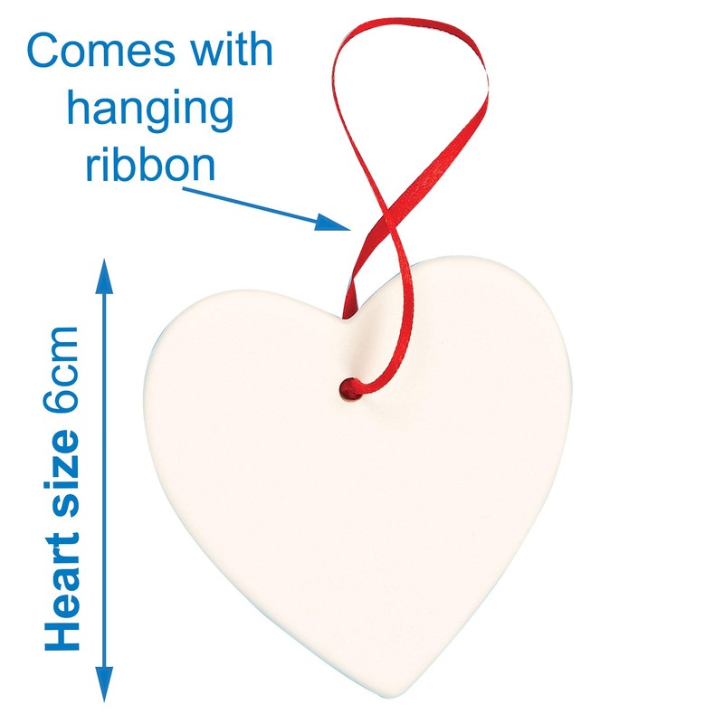 Baker Ross EV5425 Hanging Ceramic Heart Decorations (Pack of 5)