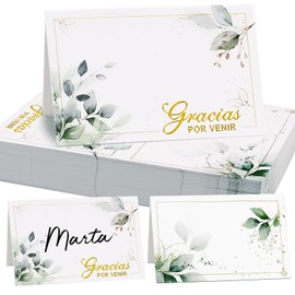 BETESSIN Pack of 50 Wedding Place Cards - Gracias por Venir - Spanish Name Cards - Place Cards for Writing on - Table Decoration for Weddings and Much More