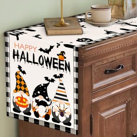 Halloween Table Runner, Happy Halloween Kitchen Dining Table Decorations, Table Runner Fall for Home Party Decor 13x72 Inch
