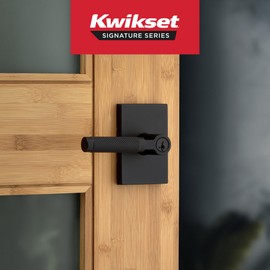 Kwikset Prava Entry Door Knurled Handle with Lock and Key, Secure Keyed Reversible Lever Exterior, for Front Entrance and Bedrooms, Matte Black, Pick Resistant Smartkey Rekey Security and Microban
