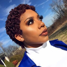 Qingcheng Short Pixie Curly Wigs for Black Women Synthetic Short Wigs for Black Women Short Afro Curly Wigs for Women (Qingcheng-xp9641C)