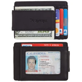 Toughergun Slim Wallet for Men RFID Blocking Money Clip, Minimalist Front Pocket Credit Card Holder, Magnetic Thin Mens Wallets with ID Window