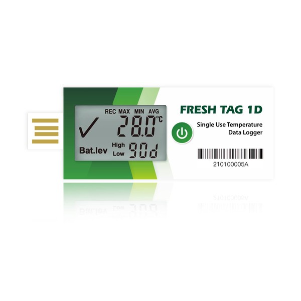 Freshliance Temperature Data Logger LCD Single Use with PDF Report 120Days 10Pack Fresh Tag1D