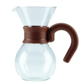 BonJour Coffee Pour Over Brewer and Pitcher, 20-Ounce, Glass with Mocha Brown Handle