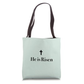Minimalistic He is Risen Christian Cross Tote Bag