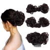 NICENEEDED Adjustable Versatile Short Curly Hairpieces, Dark Brown Wavy Side