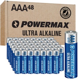 Powermax 48-Count Triple AAA Batteries, Ultra Long Lasting Alkaline Battery for Home and Office, 10-Year Shelf Life, Reclosable Packaging