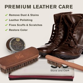 Stone and Clark Leather Shoe Shine Kit for Men - 13 PCS Shoe Polish Kit for Complete Leather Boot Care, Thoughtfully Designed,Compact & Travel Friendly.