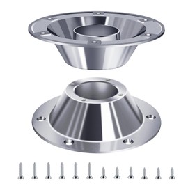 Wadoy 2pcs RV Table Base Mounting Accessories,Standard Size Aluminum Table Pedestal Base Flange,Table and Floor Mounting Base with Mounting Screws for RV/Yacht Tables(Silver)