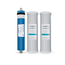 Max Water Combo Pack RO Set for GXRM10G, GXRM10RBL 50GPD Compatible Filters for GE FX12P FX12M Replacement Filters, 2 Carbon Filters (5 micron + 1 micron) and 1 RO Membrane