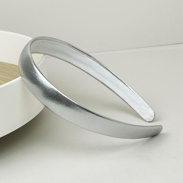 Silver Headbands for Women 0.79 Inches Satin Hairbands Fashion Plastic