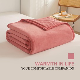 Jianalaifu Milk Velvet Blanket for Couch - Lightweight Plush Fuzzy Cozy Soft Blankets and Throws for Sofa (Light Red, Twin(60"x80"))