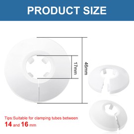 WOLMIK Pipe Decoration Cover - 16 PCS Plastic Radiator Pipe Covers White Pipe Collars, Pipe Decoration Cover, White Radiator Pipe Collars, Water Pipe Covers Fit for 14-16 mm Diameter Pipe