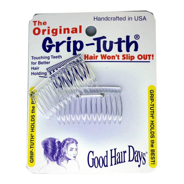 Good Hair Days The Original Grip-Tuth Hair Combs, Set of 2, 40162 2" Crystal Shorty 1 3/4" Wide