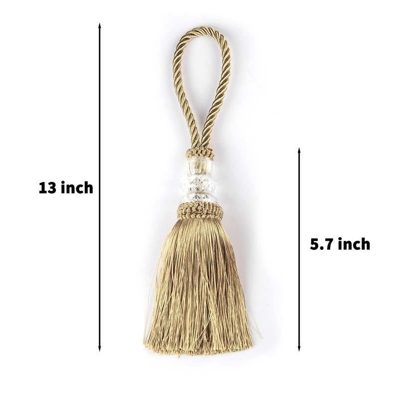 HedongHexi 2 Pack Gold Tassel Key Tassel with Loops, Door