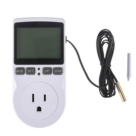 HUAREW 110V Digital Temperature Controller, LCD Screen Heating Cooling Thermostat Outlet Socket with Sensor Timer Regulator for Reptile Incubator Greenhouse Brewing Refrigerator