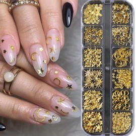 Star Nail Charms for Nails Art 3D Gold Star Moon Nail Charms Metal Mixed Star Moon Design Nail Decorations Shiny Star Nail Art Charms Nail Supplies for Women Acrylic Nails DIY Nail Art Decoration