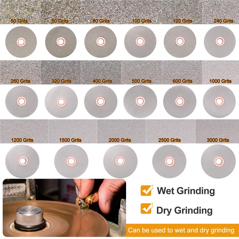 sourcing map Diamond Flat Lap Disc 8" x 1/2" Arbor