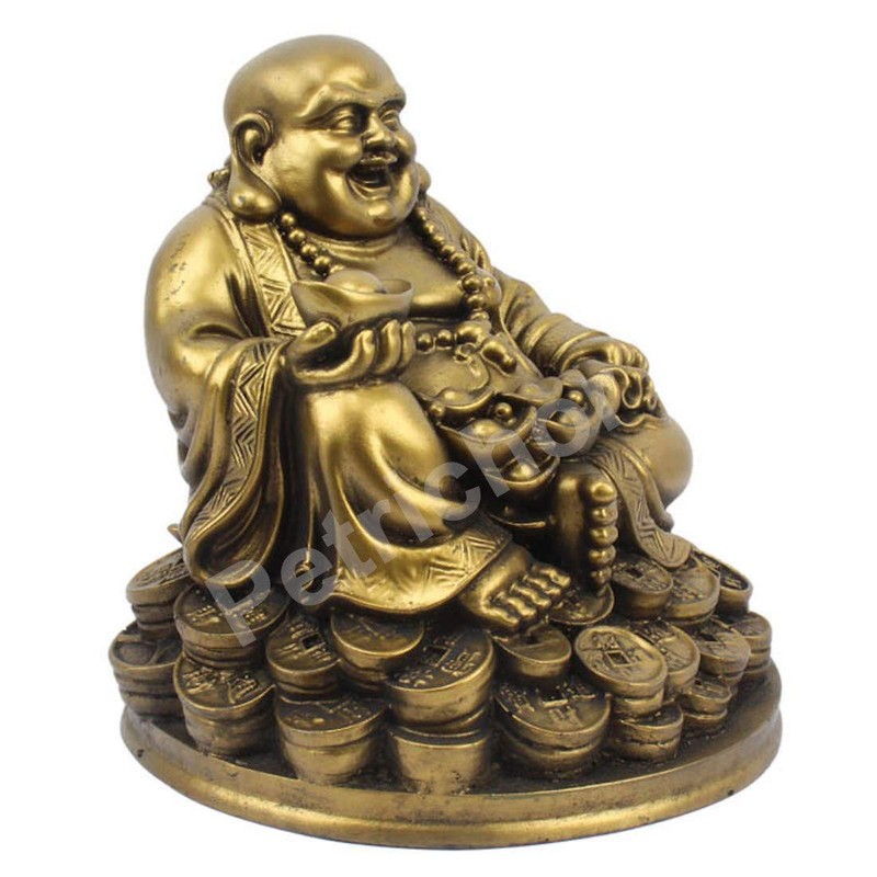 Petrichor Laughing Buddha Statue Carrying Golden Ingot for Home Decoration