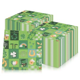 St. Patrick's Party-Servietten, Cocktail-Servietten, Dinner-Servietten, vierblättriges Kleeblatt-Servietten, weiche Papierservietten, Partygeschirr für St. Patrick's Day, Party-Dekoration, 20 Stück