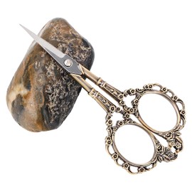EXLEAD Antique Design Scissor No. 4 Scissors (Recommended by Antique Designers) Sewing Scissors, Flower Pattern, Stainless Steel Scissors, Sharp, Craft Scissors, Cloth Cutting and Sewing Tool