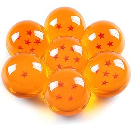 ZOOMPIL Orange Stars Crystal Ball Set, 7pcs Acrylic Crystal Balls, Stars Acrylic Transparent Play Balls, for Anime Cosplay Party and Wedding Home Decoration, 4.3cm