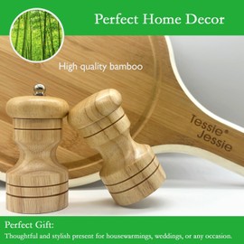 Salt Pepper Grinders Premium Bamboo & Stainless Steel Salt and Pepper Grinder Set - Adjustable Coarseness, Fresh Flavor, Gift Set (4 inches)