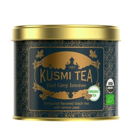 Kusmi Tea Earl Grey Intense - 3.5 oz Loose Tea Tin - Organic Earl Grey Black Tea - Features Bolder Bergamot & Tangy Lemon