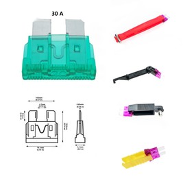 30A Fuse, Standard Blade Fuse 30A, 30A Standard Blade Fuse, 30A Standard Car Fuse, 30A Automotive Blade Fuse, Compatible with Car/RV/Truck/Motorcycle Assorted Set with 4Pack Fuse pullers 100 Pcs