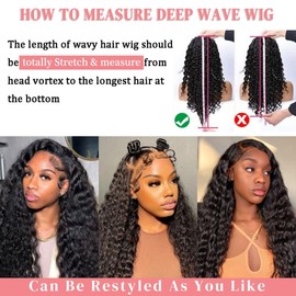 28 Inch 200 Density 13x4 Deep Wave Lace Front Wigs Human Hair HD Lace Wigs Human Hair Wigs for Black Women Human Hair Density Lace Frontal Wig Pre Plucked with Baby Hair