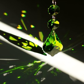 GOLDENHAITAI 20pcs 38mm Crystal Maple Leaf Chandelier Prism Replacement Pendant with Crystal Glass Beads for Chandelier Christmas Decoration (Multi Color)