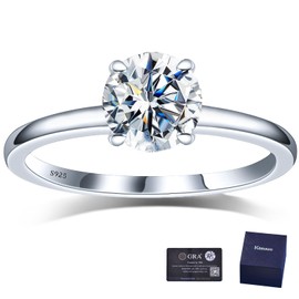 Kosuwo Moissanite Engagement Ring for Women, 1.0 Carat 925 Sterling Silver Wedding Band, With 4-Prong Prong Setting, Anniversary Bridal Jewelry Gift for Wife, Girlfriend, Fiancée (A-1.5ct, 5.5)