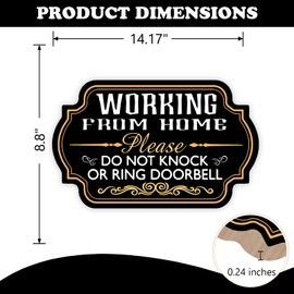Bolisom Working from Home Front Door Sign, Please Do Not Knock or Ring Doorbell Wood Door Hanger Porch Decor, Wooden Wreath Wall Hanging Decoration
