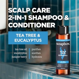Champú y acondicionador 2 en 1 para el cuidado del cuero cabelludo de Soapbox para hombres, champú y acondicionador natural para hombres, árbol del té