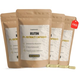 Cupplement - 4 Bags of Rutin Capsules 60 Pieces - Free Pill Box - 500 mg per Capsule - Organic - No Powder - Dietary Supplement - Superfood - Tablets - Rutin