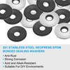 PATIKIL 1/4"x3/4" EPDM Bonded Sealing Washers, 50 Pieces 201 Stainless