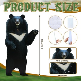 Pinkunn 6 Feet Black Bear Cardboard Stand-Up Cutout Life-Size Bear Cardboard Stand Up Safari Zoo Theme Party Decoration Backdrop Photo Props for Animal Themed Baby Shower Party Supply