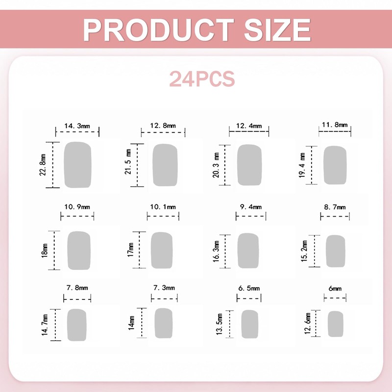 PINE WAVES 24Pcs Blue Press on Nails Almond, Summer Nails