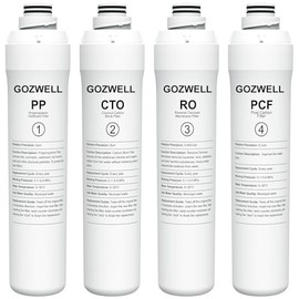 ROPOT 4-Pack Replacement Filter Set Compatible with Bluevua RO100ROPOT RO100ROPOT-UV RO System (1 PP, 1 CTO, 1 RO, 1 PCF)