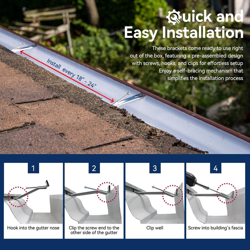 Gutter Hangers 5 inch - 20 Pack Gutter Brackets with